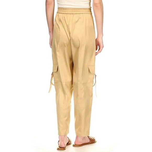 Michael Kors Satin Utility Cargo Pants Women’s Sz L Khaki pull on New - Picture 2 of 16
